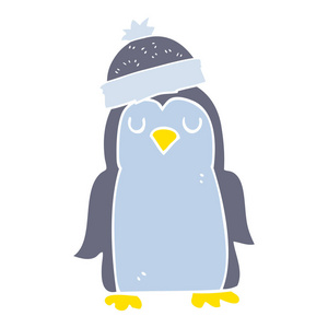 企鹅的平面彩色插图