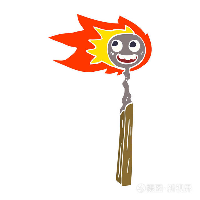 卡通涂鸦烧焦的火柴