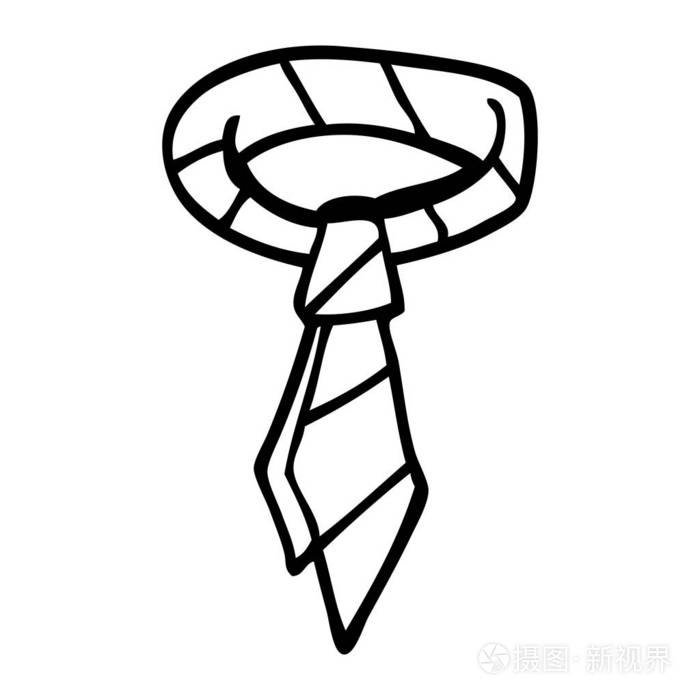 线绘卡通办公室领带