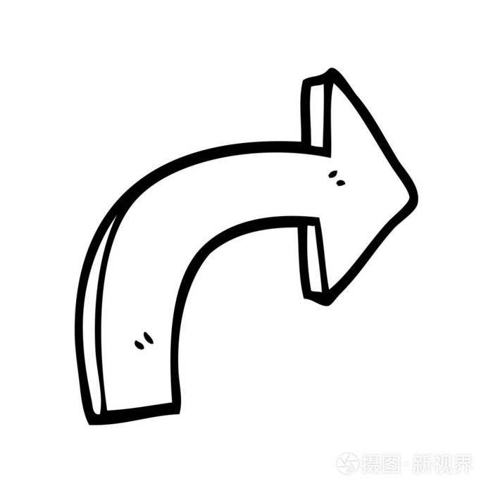 线条画卡通导向箭头
