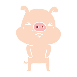 平色风格卡通脾气暴躁的猪