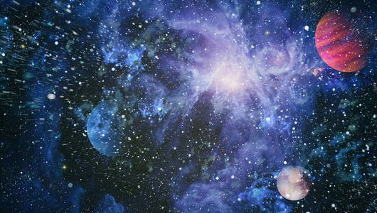 未来主义抽象空间背景。 夜空中有星星和星云。 由美国宇航局提供的这幅图像的元素