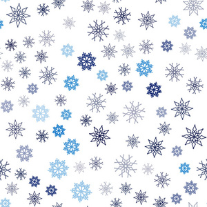 深蓝色矢量无缝图案与圣诞雪花。 雪在模糊的抽象背景上有梯度。 壁纸面料制造商的时尚设计。