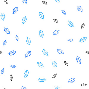 浅蓝色矢量无缝自然背景与叶子。 粗糙的涂鸦，叶子在模糊的背景上。 纺织品壁纸设计。