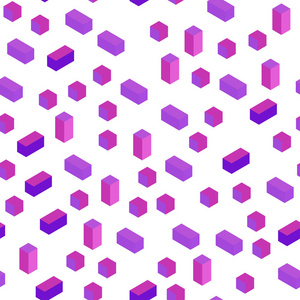 浅紫色粉红色矢量无缝等距模板与菱形。 带有矩形的抽象梯度插图。 名片网站模板。