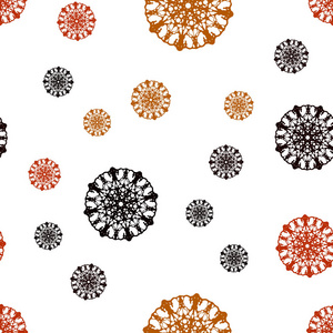 暗橙色矢量无缝布局与明亮的雪花。 现代几何抽象插图与冰晶。 窗帘窗帘设计图案。
