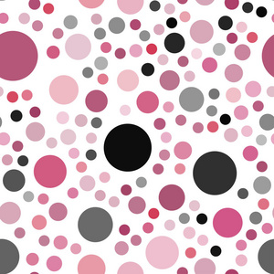 浅粉红色矢量无缝背景与点。 插图与一套闪亮的彩色抽象圆圈。 图案可用于美丽的网站。