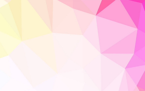 淡粉色，黄色矢量闪耀三角形布局..优雅明亮的多边形插图与梯度。一个全新的设计为您的传单。