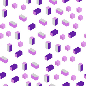 浅色紫色矢量无缝，等长纹理呈矩形风格。有长方形和正方形的美丽插图。图案设计面料，壁纸。