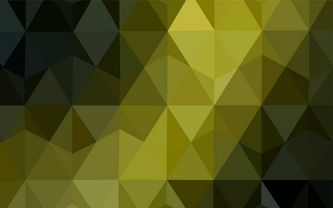 深绿色，黄色矢量渐变三角形纹理..彩色插图抽象风格与三角形。最好的三角设计为您的业务。