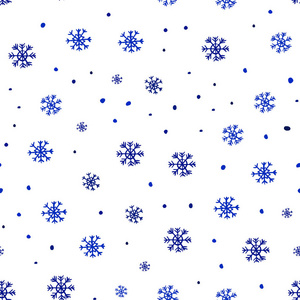 暗蓝矢量无缝背景与圣诞雪花。色彩缤纷的圣诞装饰设计与雪。窗帘，窗帘的图案设计..