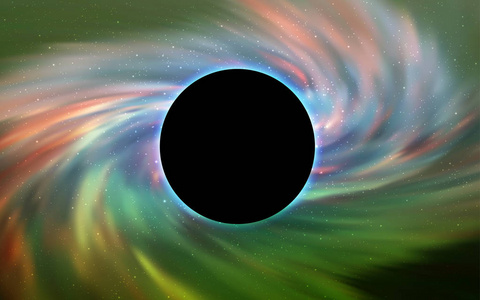 浅绿色矢量纹理与黑洞，星系。抽象插图与闪光的彩色宇宙恒星。黑色星期五促销活动的后退。