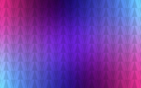 深色粉红，蓝色矢量背景与线条，三角形。带有彩色梯度的抽象背景上的三角形。聪明的设计为您的广告。