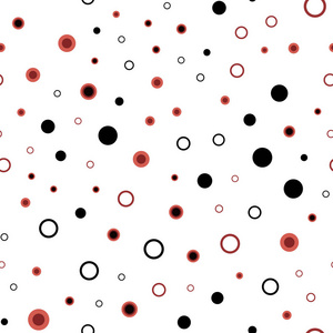暗红色矢量无缝布局与圆圈形状。 美丽的彩色插图与模糊的圆圈在自然风格。 窗帘窗帘设计图案。
