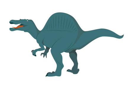 在白色背景上玩多棘龙卡通史前食肉恐龙棘龙滑稽插图棘龙属棘龙恐龙属