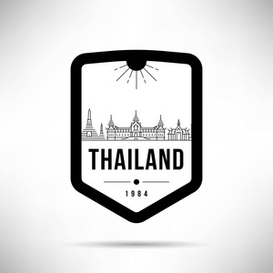 最小城市线性天际线与印刷设计泰国