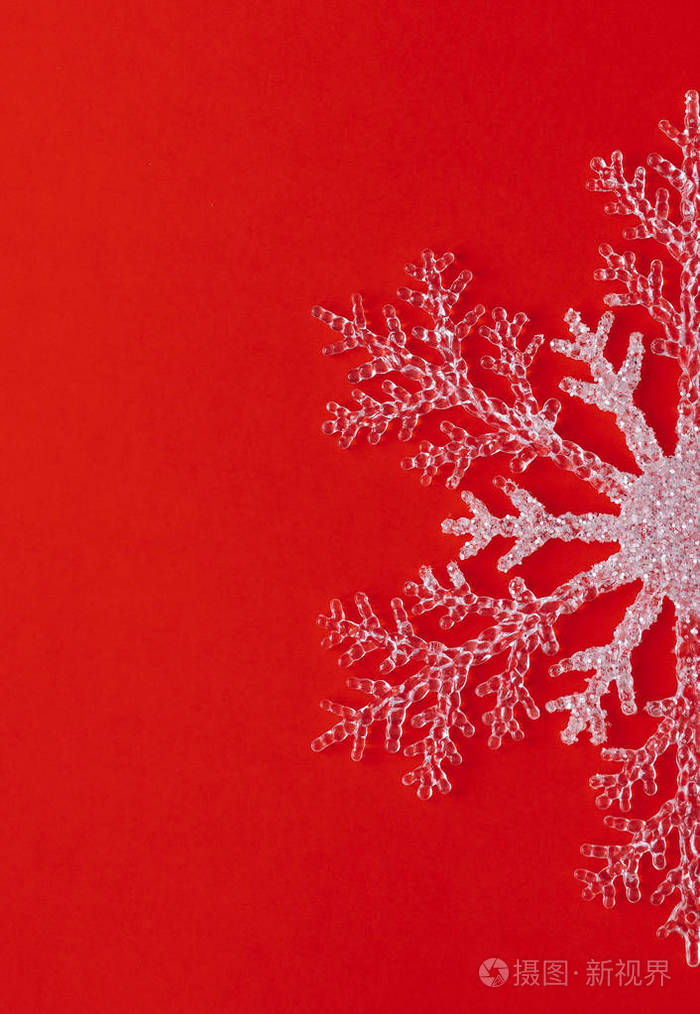 红色圣诞背景与白色雪花