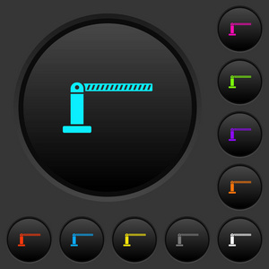 封闭屏障暗按钮与生动的颜色图标深灰色背景