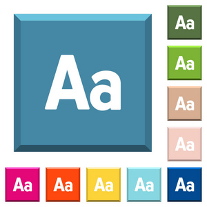 字体大小白色图标的边缘方形按钮在各种时尚的颜色