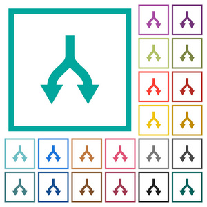 将箭头拆分为平面颜色图标,并在白色背景下设置象限框架照片