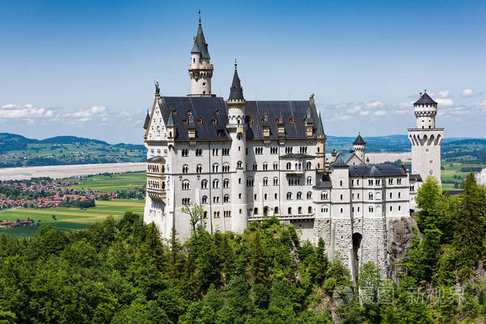 德国巴伐利亚的neuschwanstein城堡的景色