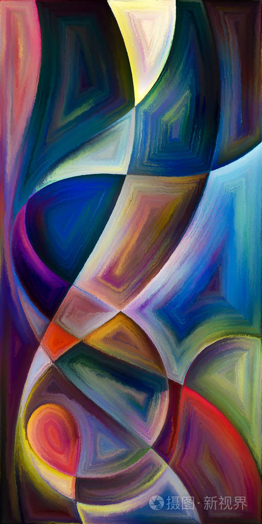 现代艺术主题中由形状和曲线构成的抽象背景