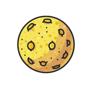 小行星手绘彩色插图. 涂鸦天文现象. 卡通月亮. 宇宙图标.