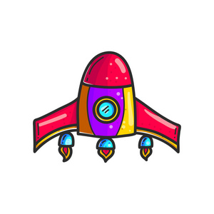 卡通火箭手绘彩色图标可爱的航天飞机剪贴画涂鸦宇宙飞船宇宙飞船贴纸