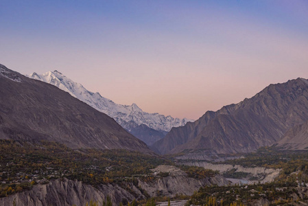洪扎山谷的秋天。 巴基斯坦北部地区