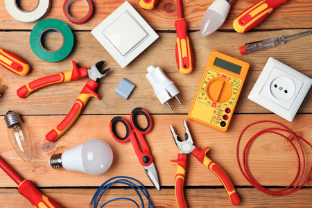 s tools on wooden background