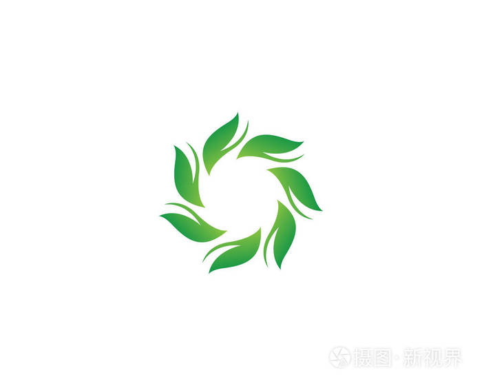 叶子绿色自然标志和符号模板矢量