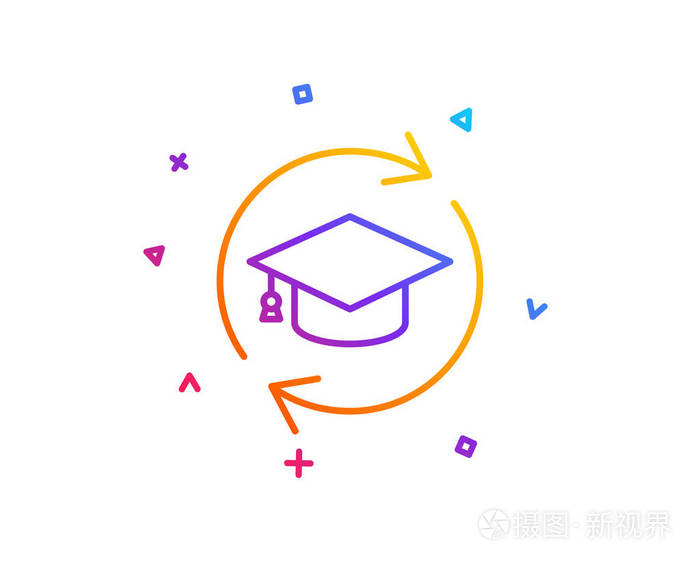 继续教育线图标在线教育标志渐变线按钮继续教育图标设计五颜六色的