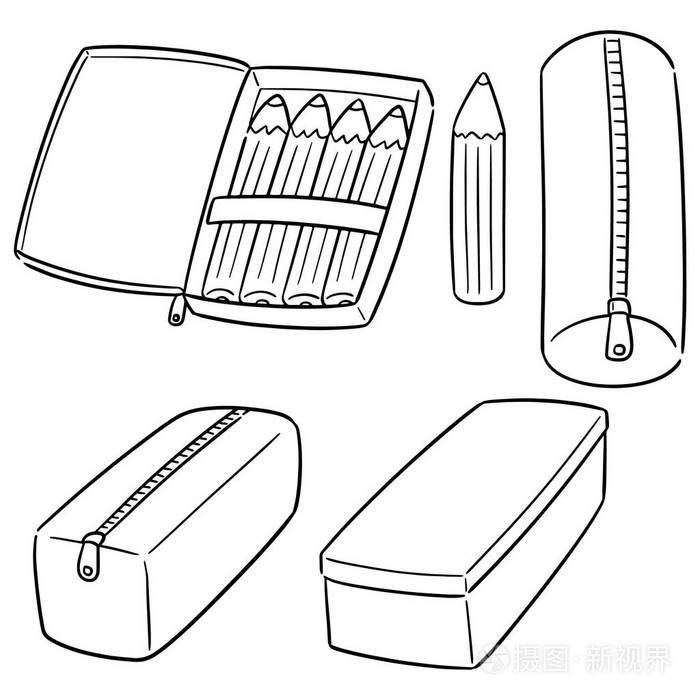 铅笔盒的矢量集