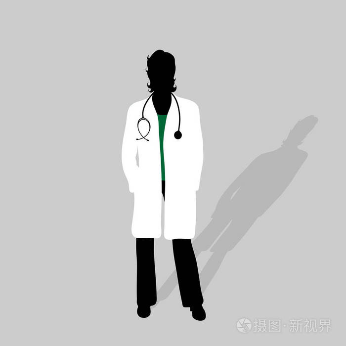 灰色背景下医生的矢量轮廓