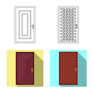 门和前面标志的向量例证。库存门和木质矢量图标收藏