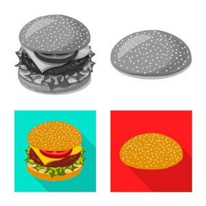 汉堡和三明治标志的矢量设计。收集汉堡和切片矢量图标的股票