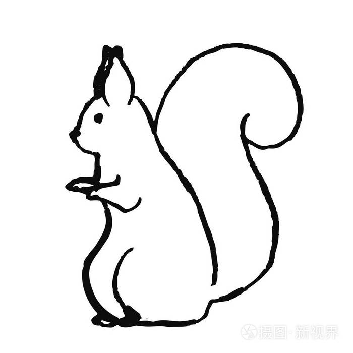 斯堪的纳维亚风格的可爱手绘动物简单的线条艺术矢量图