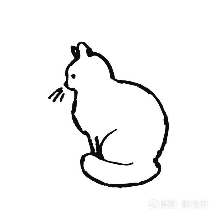 斯堪的纳维亚风格的可爱手绘动物简单的线条艺术矢量图