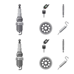 汽车和零件符号的矢量设计。网络汽车和汽车股票符号集