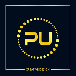 初始字母PU标志模板矢量设计