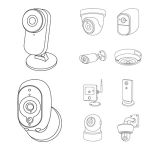 闭路电视和相机符号的矢量设计。中央电视台与系统股票符号的网络采集