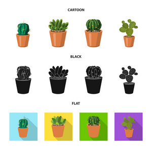 仙人掌和盆栽标志的向量例证。仙人掌和仙人掌的收藏符号网站