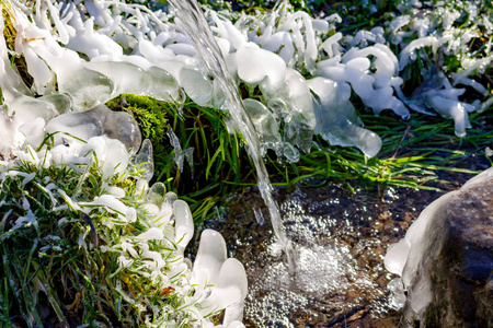 晴天美丽的冰泉照片