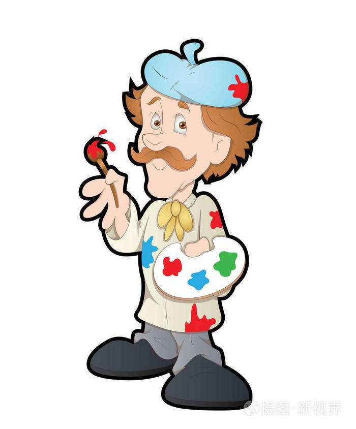 艺术家人物手持刷子为您的设计做好了准备