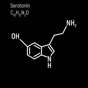 黑色背景的白色血清素公式照片