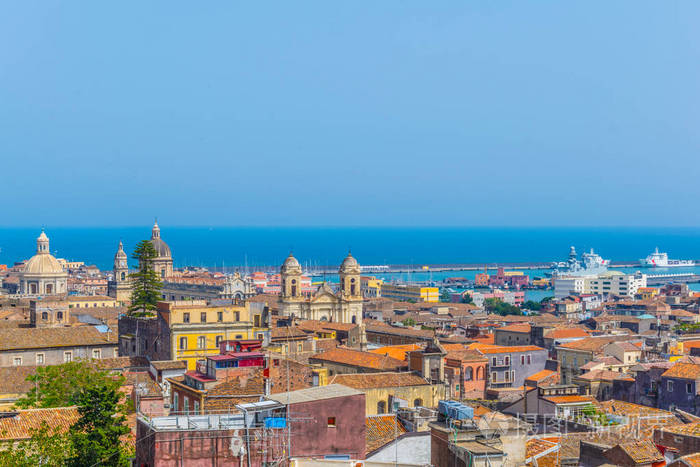 卡塔尼亚西西里岛的鸟瞰图