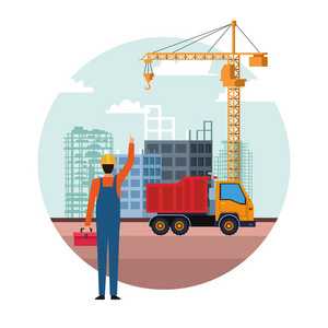 紧固门窗男性的施工工人字符站在一起铲卡通矢量图建筑施工卡通建筑