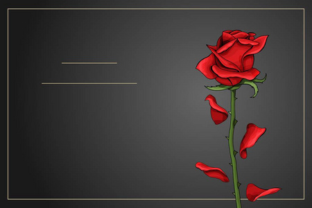 红玫瑰单花在深灰色背景向量模板