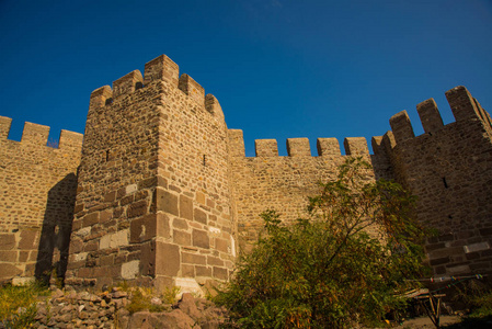 安卡拉城堡。 用牙齿看堡垒石墙。 安卡拉首都土耳其。