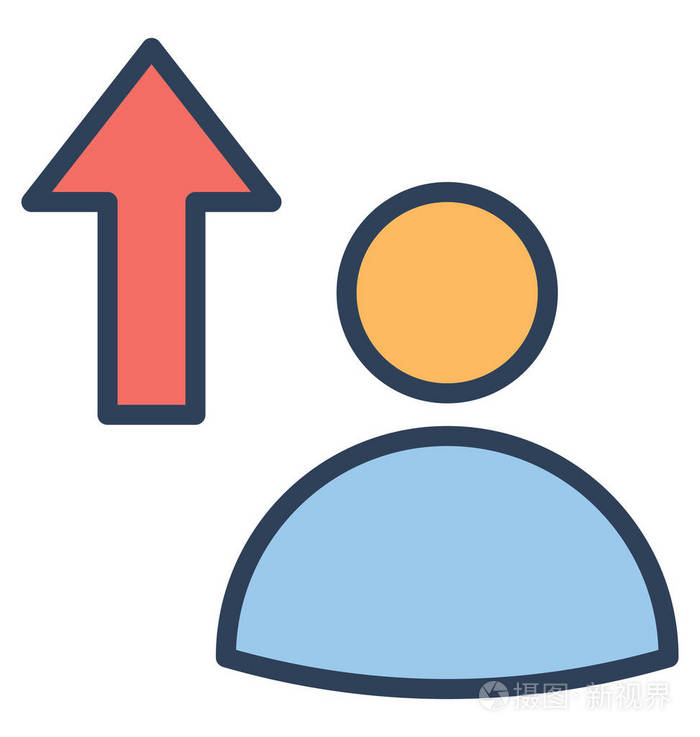 具有向上箭头改进隔离矢量图标的人,可以非常容易地编辑或修改.